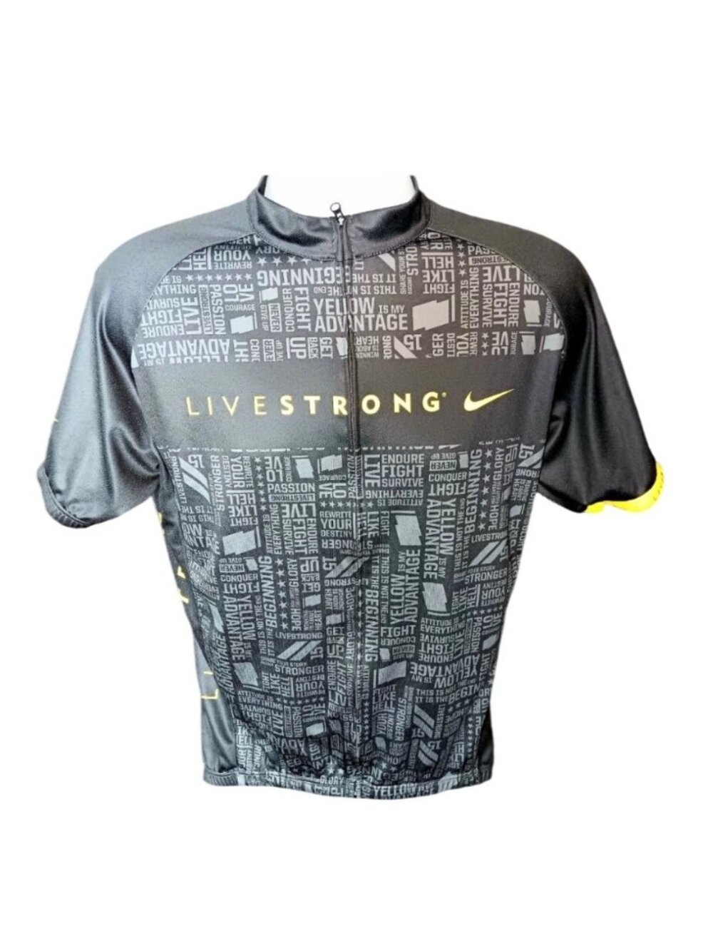Nike Livestrong Mens Cycling Jersey Black/Yellow M Lightweight Breathable Italy